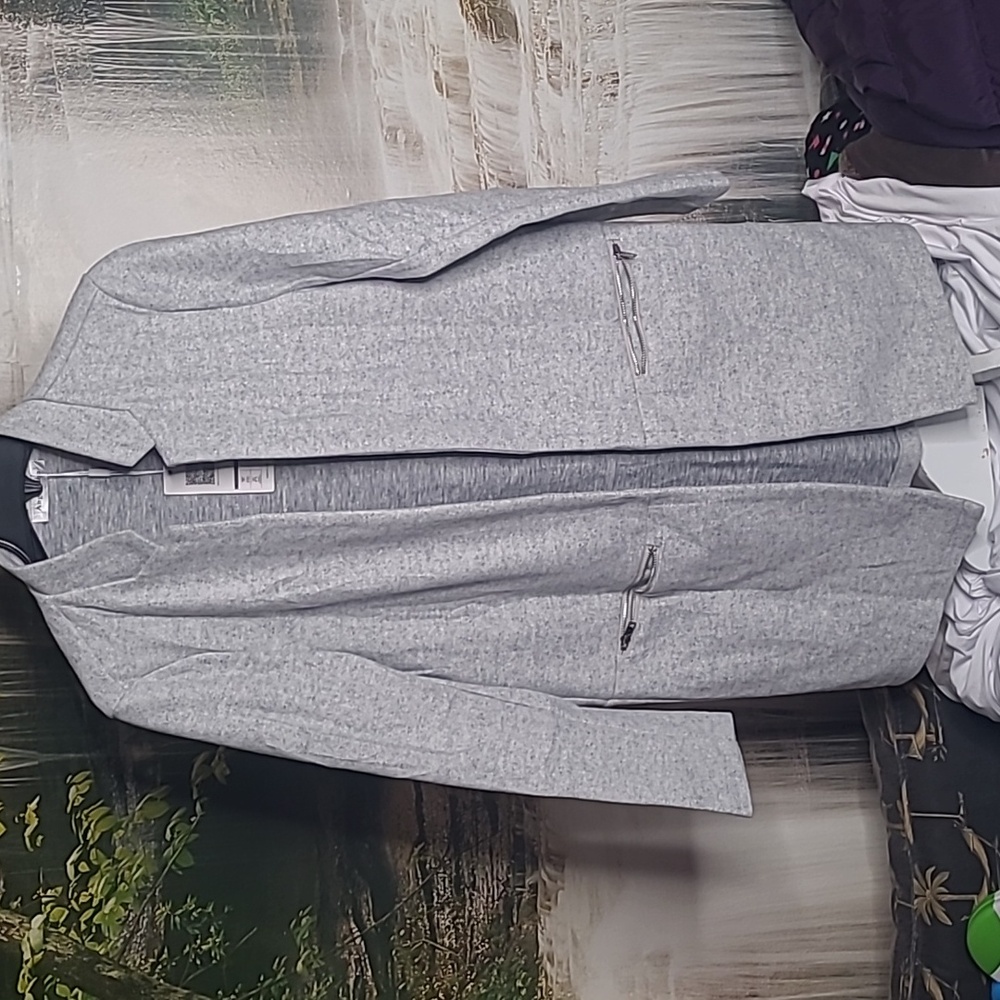 New! Angashion Womens Large light gray chic heavy open cardigan style coat
